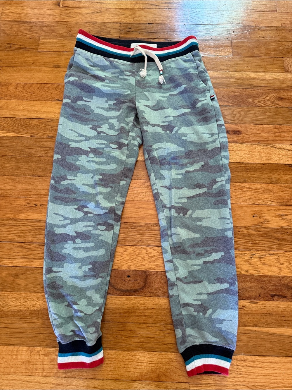 Sol Angeles Women's Green Camo Track Joggers with Stripe Waist